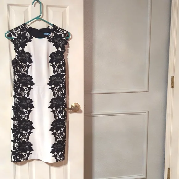 Antonio Melani black and white lace appliqu dress